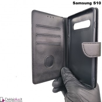 Dirbtinos odos dėklas - juodas (Samsung S10)